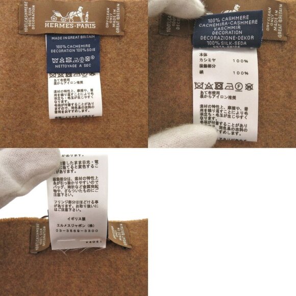 HERMES Cashmere Brown Orange Scarf Luxurious 0695HERMES - Picture 9 of 9